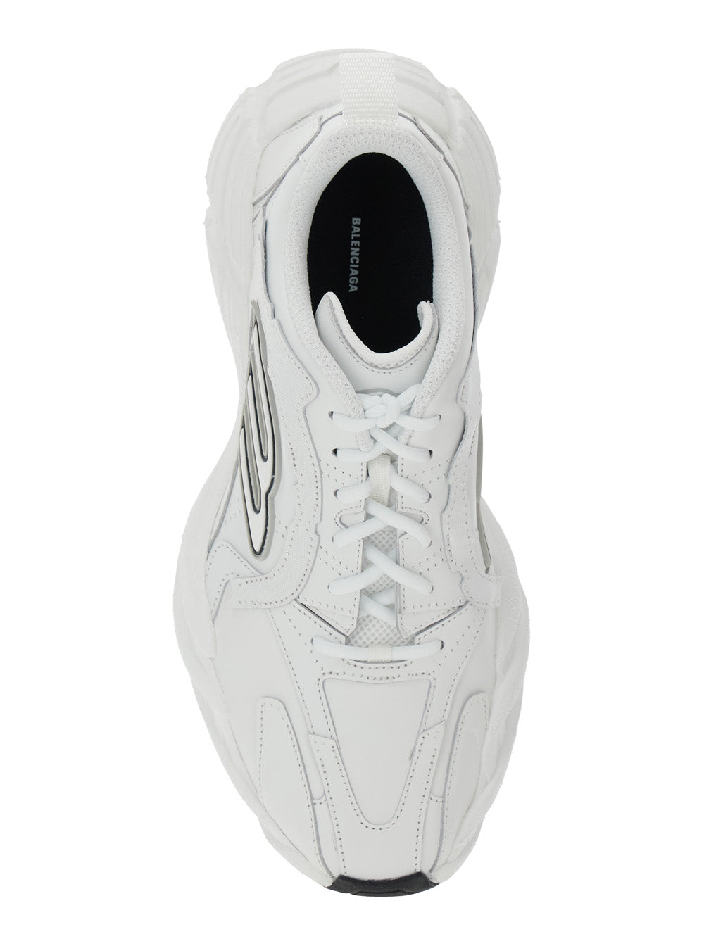 Balenciaga Men 'Monday' White Low Top Sneakers With Logo Detail And Embossed Size On The Rear In Leather And Fabric Man