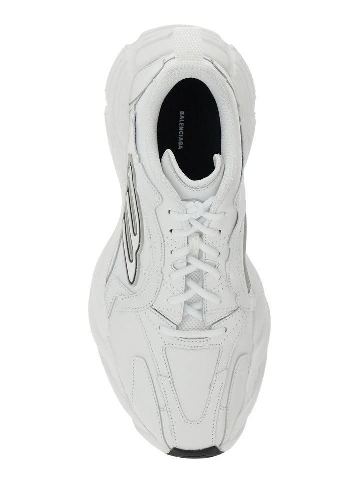 Balenciaga Men 'Monday' White Low Top Sneakers With Logo Detail And Embossed Size On The Rear In Leather And Fabric Man