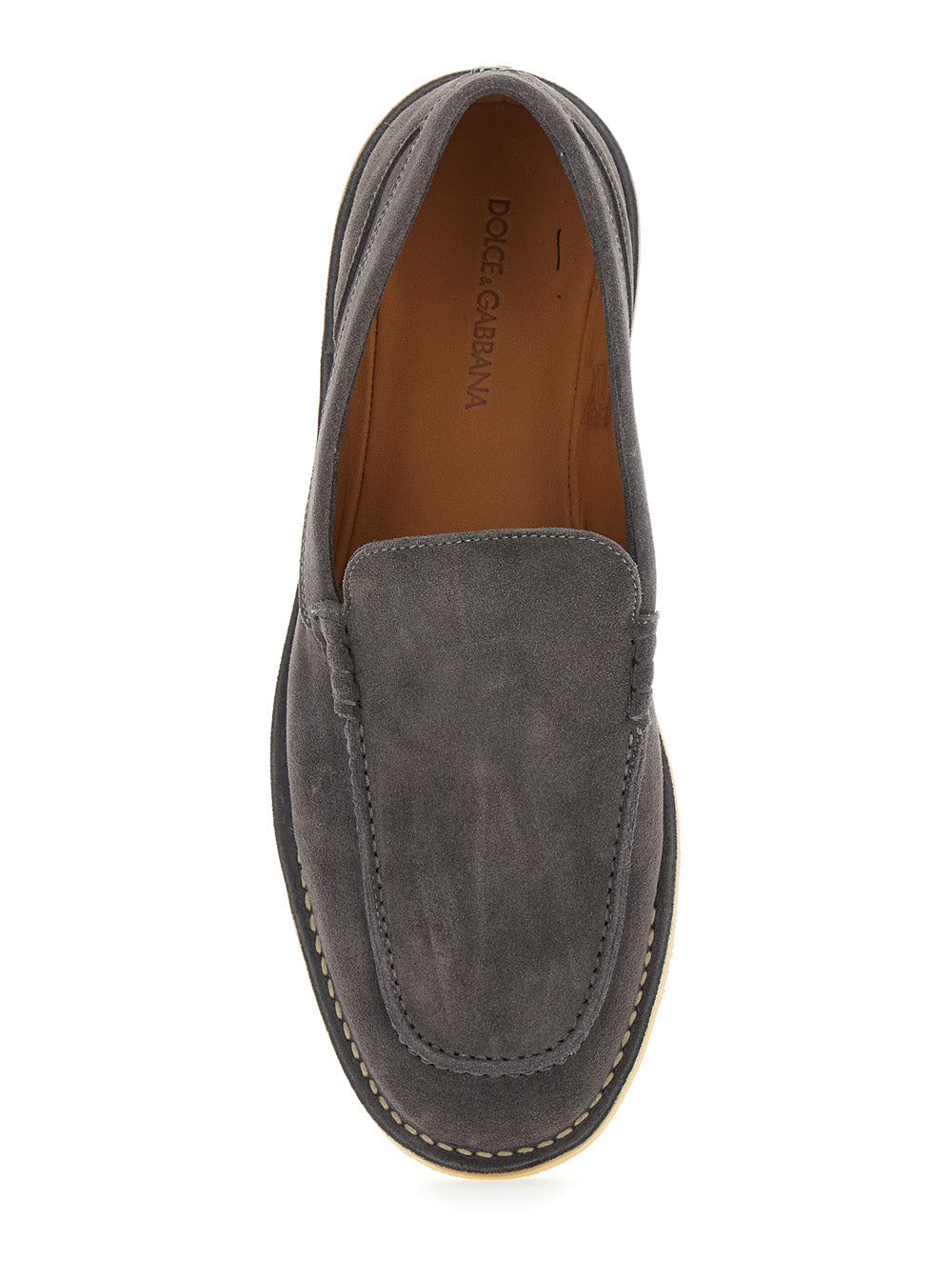Dolce & Gabbana Men 'New Florio Ideal' Grey Loafers With Dg Detail In Suede Man