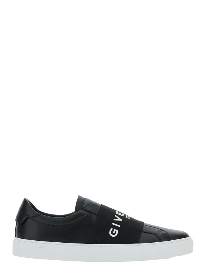 Givenchy Men 'City Court' Black Sneakers With Elastic Band And Logo Lettering On The Front In Leather Man