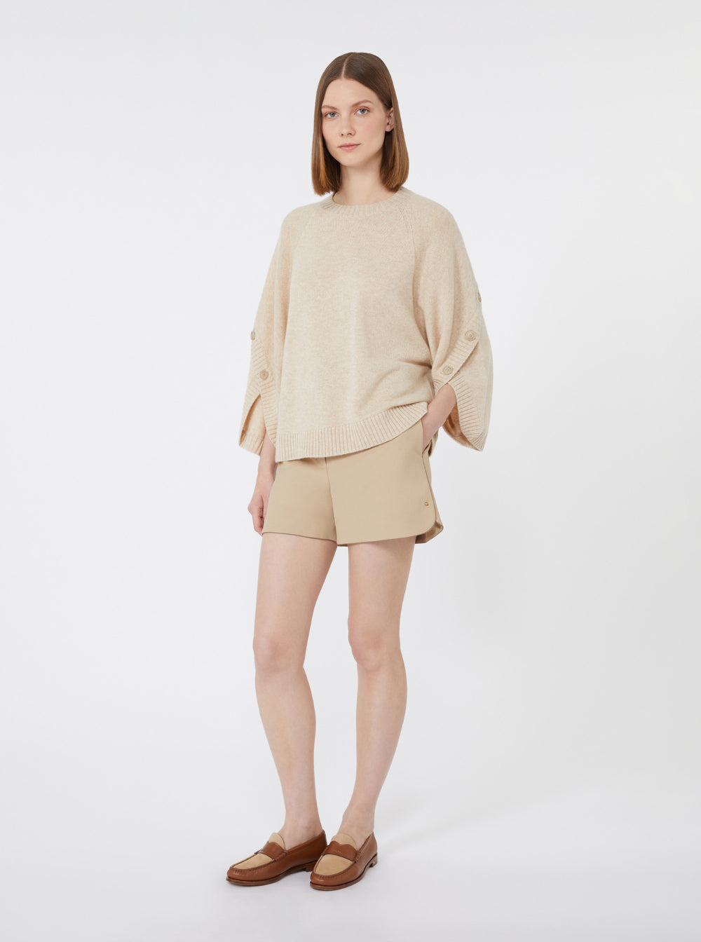 Max Mara Women 'Ampex' Beige Crewneck Sweater In Wool And Cashmere Woman