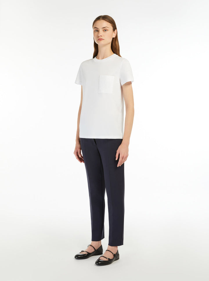 Max Mara Women 'Papaia' White Crewneck T-Shirt With Tonal Logo Embroidery On The Front In Cotton Woman
