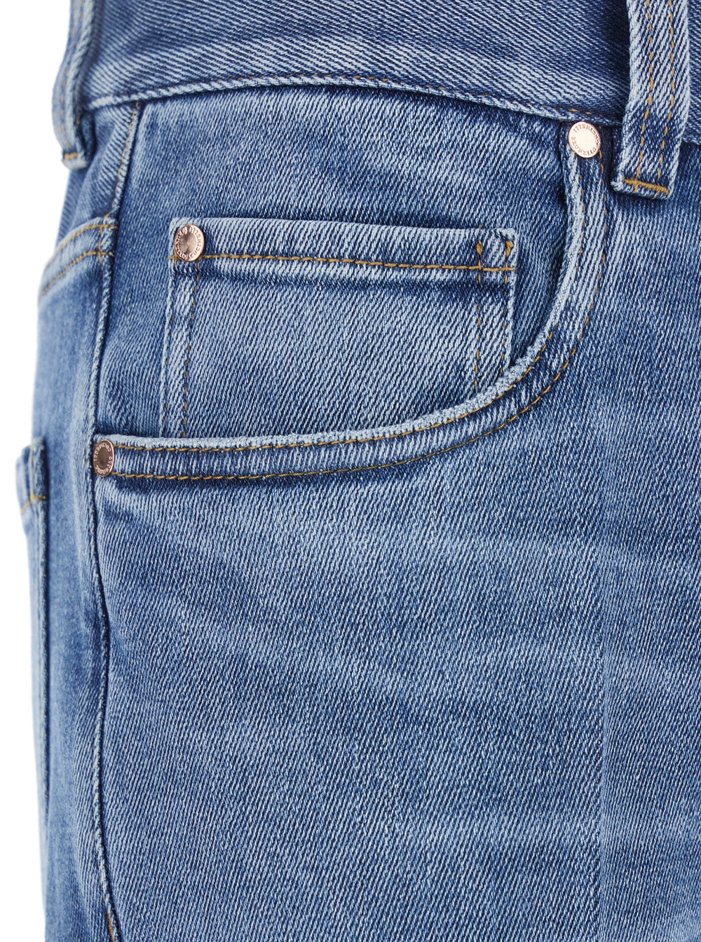 Brunello Cucinelli Women Blue Jeans With Logo Patch On The Rear And Faded Effect In Denim Woman