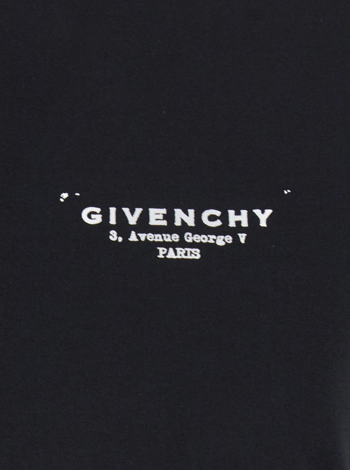 Givenchy Women Black Crewneck T-Shirt With Logo Lettering On Front And Rear In Cotton Woman