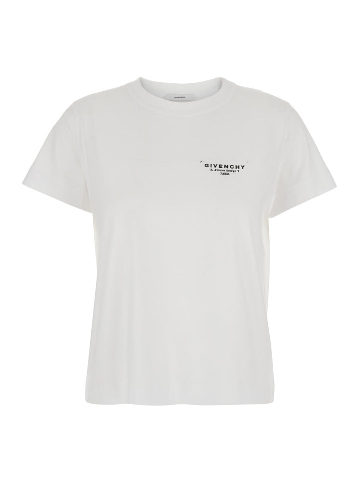 Givenchy Women White Crewneck T-Shirt With Logo Lettering On Front And Rear In Cotton Woman