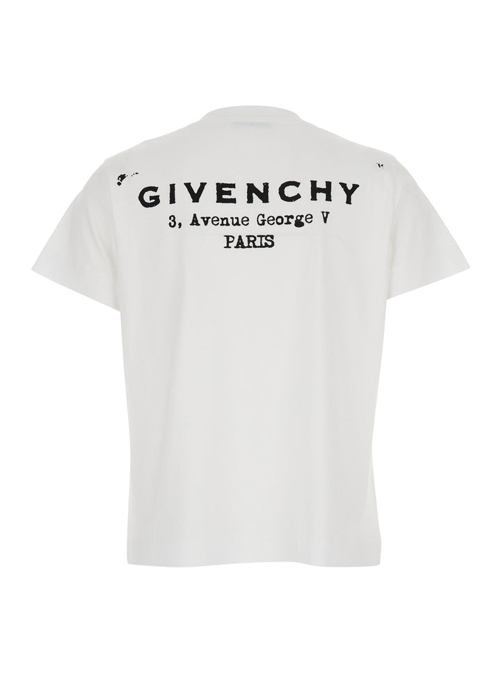 Givenchy Women White Crewneck T-Shirt With Logo Lettering On Front And Rear In Cotton Woman