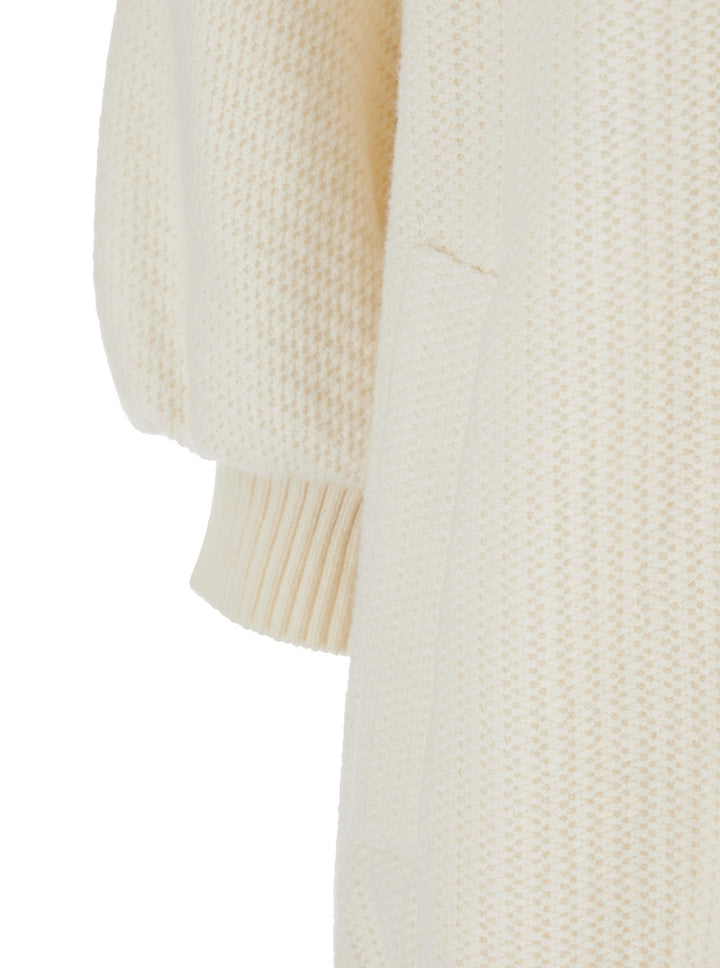 Max Mara Women 'Cirino' White Crewneck Knit Jacket With Logo Patch On The Rear In Wool And Cashmere Woman