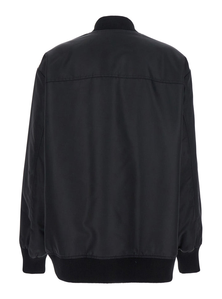 Sportmax Women 'Agape' Black Bomber Jacket With Concealed Zip Closure In Tech Fabric Woman