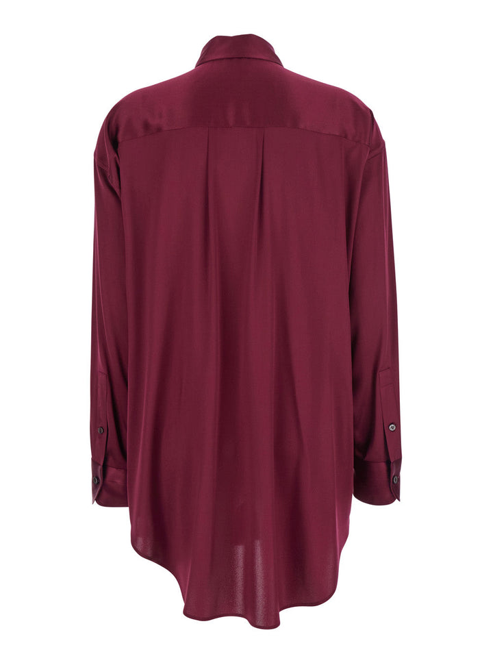 Tom Ford Women Bordeaux Shirt With Classic Collar In Silk Stretch Woman
