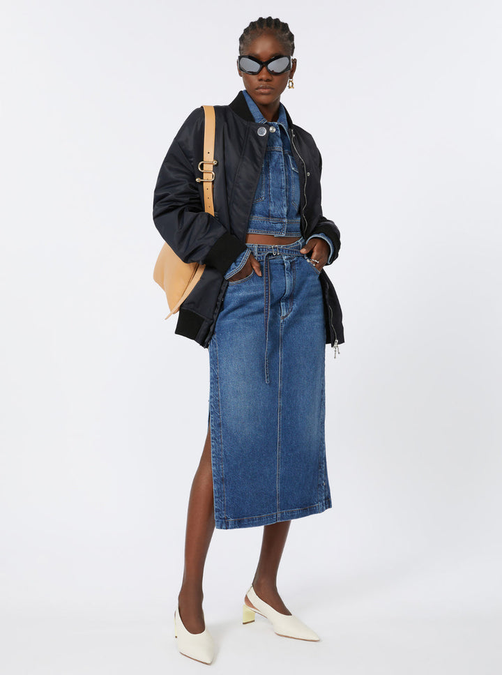 Sportmax Women 'Agape' Black Bomber Jacket With Concealed Zip Closure In Tech Fabric Woman