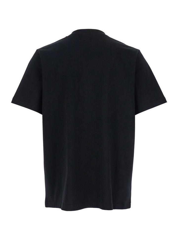 Casablanca Men Black Crewneck T-Shirt With Logo On The Front In Cotton Man