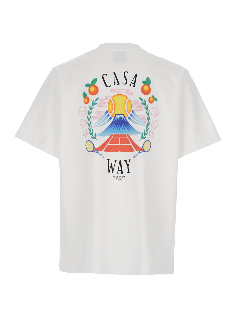 Casablanca Men T-Shirt Girocollo Con Logo Sul Fronte In Cotone Bianca Uomo