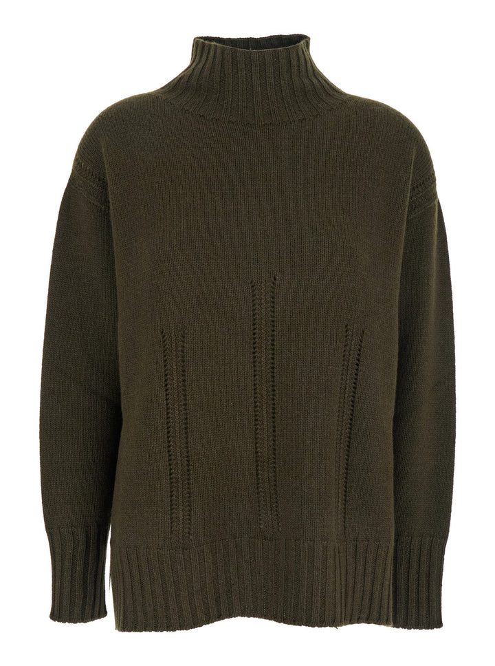 Tom Ford Women Brown Sweater With Mock Neck And Dropped Shoulders In Cashmere And Cotton Blend Woman