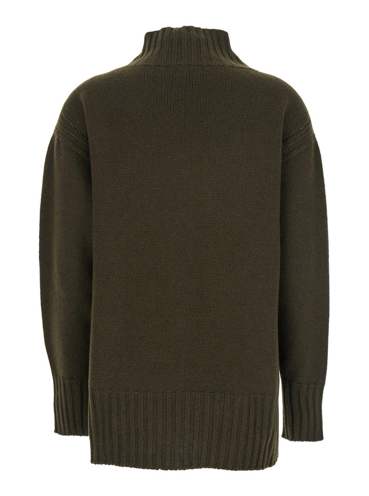 Tom Ford Women Brown Sweater With Mock Neck And Dropped Shoulders In Cashmere And Cotton Blend Woman
