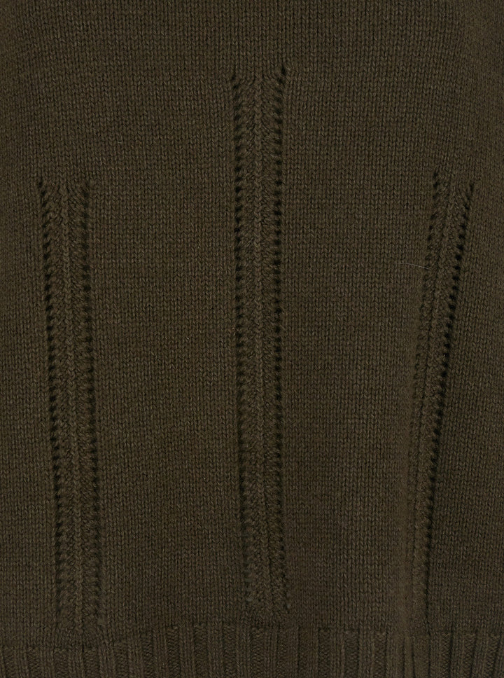 Tom Ford Women Brown Sweater With Mock Neck And Dropped Shoulders In Cashmere And Cotton Blend Woman