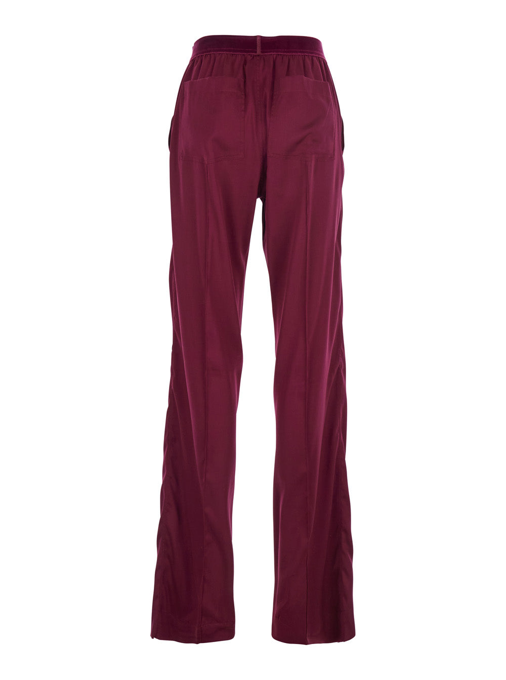 Tom Ford Women Fuchsia Pants With Elastic Waist With Logo Lettering In Silk Stretch Woman