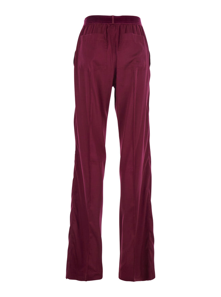 Tom Ford Women Fuchsia Pants With Elastic Waist With Logo Lettering In Silk Stretch Woman