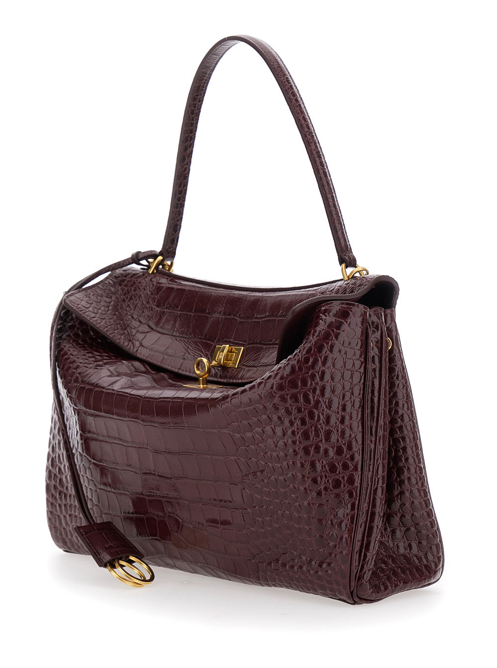 Balenciaga Women 'Rodeo' Bordeaux Handbag With Removable Shoulder Strap In Leather Woman