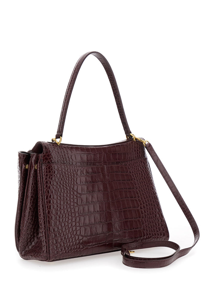 Balenciaga Women 'Rodeo' Bordeaux Handbag With Removable Shoulder Strap In Leather Woman