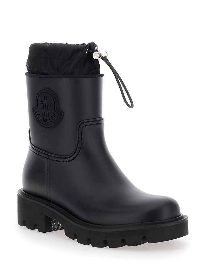 Moncler Women 'Kickstream' Black Boots With Low Block Heel And Tonal Logo Patch On The Side In Tech Fabric Woman