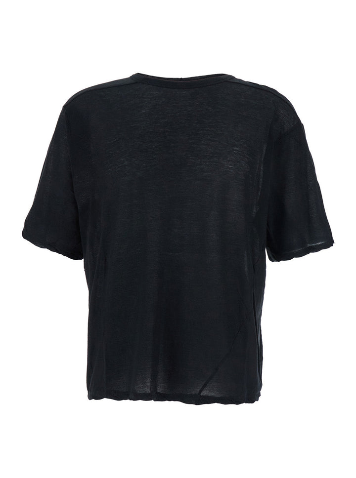 Rick Owens Men 'Brad' Black Crewneck T-Shirt With Rear Stitching In Cotton Man