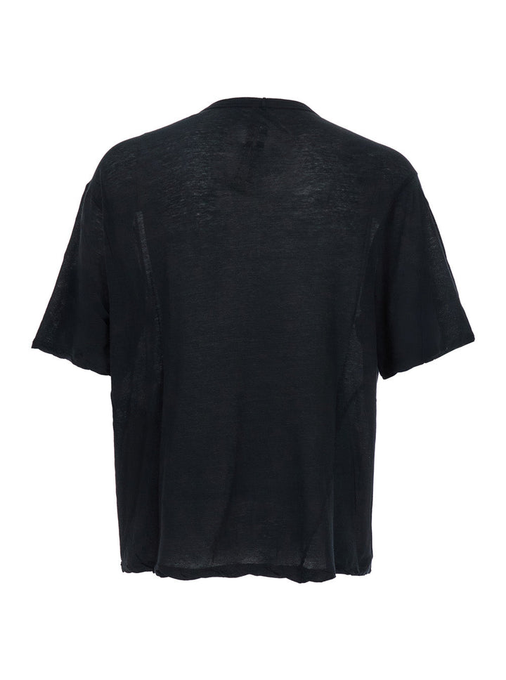 Rick Owens Men 'Brad' Black Crewneck T-Shirt With Rear Stitching In Cotton Man