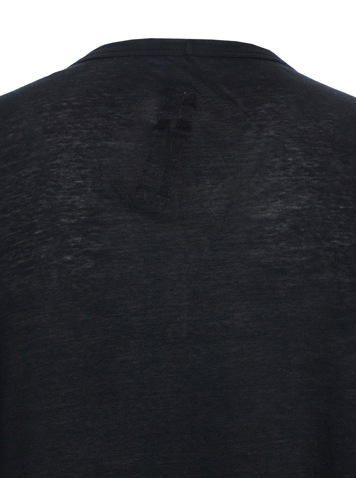 Rick Owens Men 'Brad' Black Crewneck T-Shirt With Rear Stitching In Cotton Man