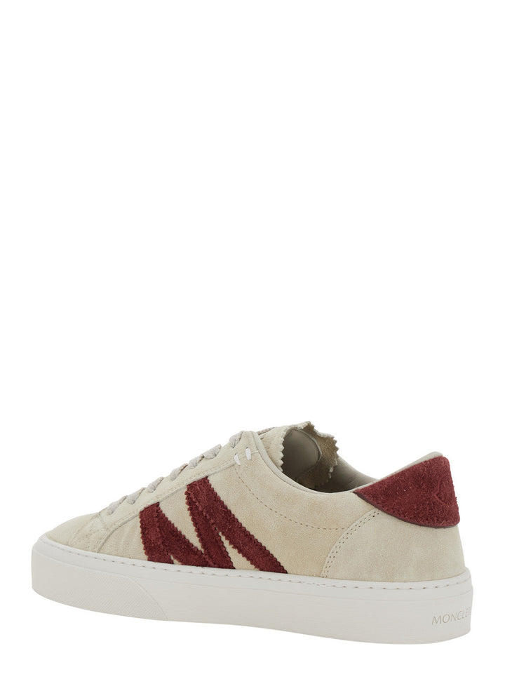 Moncler Women White Low Top Sneakers With Logo Detail On The Side And Logo Patch On The Tongue In Leather Woman