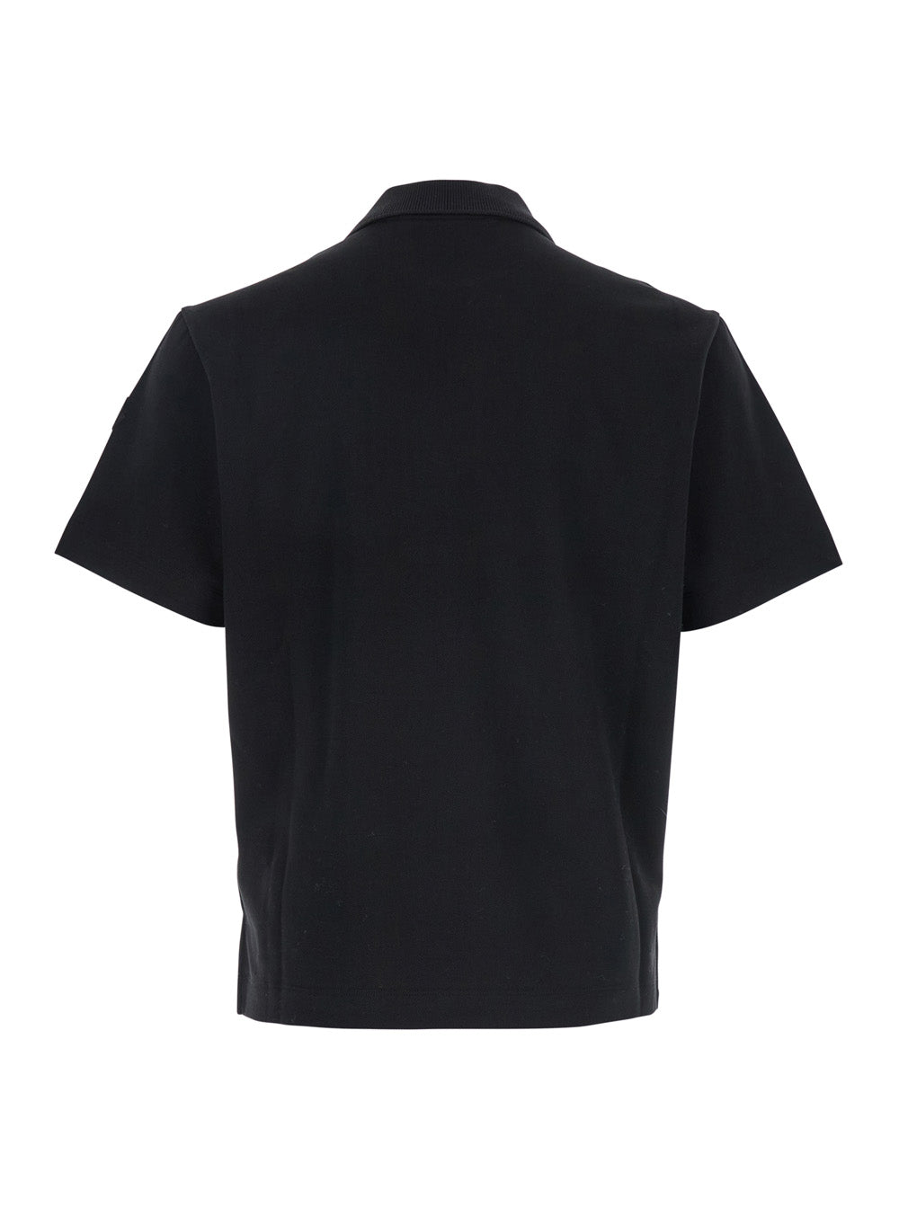 Moncler Men Black Polo Shirt With Classic Collar And Logo Lettering Embroidery On The Front In Cotton Man