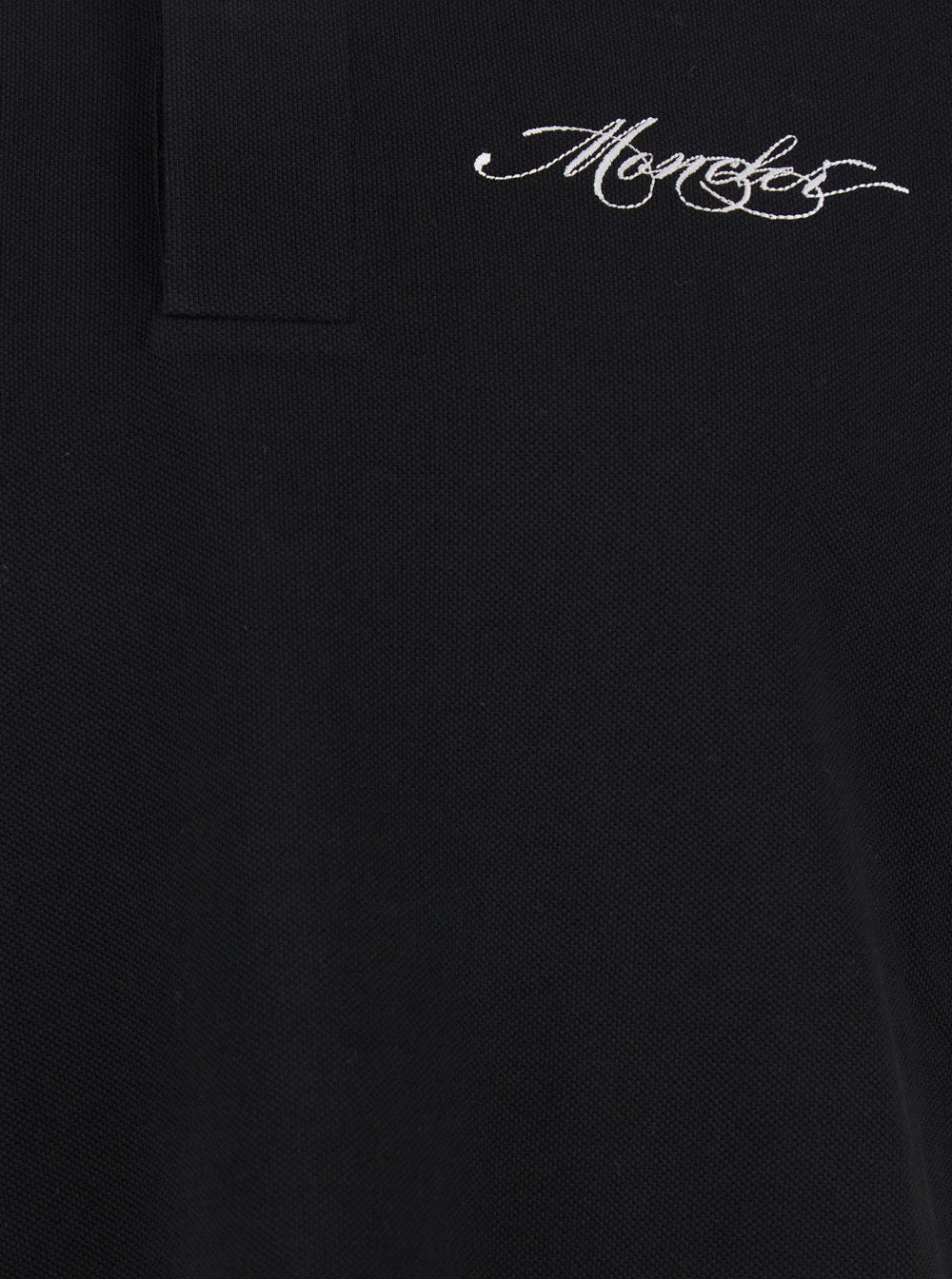 Moncler Men Black Polo Shirt With Classic Collar And Logo Lettering Embroidery On The Front In Cotton Man