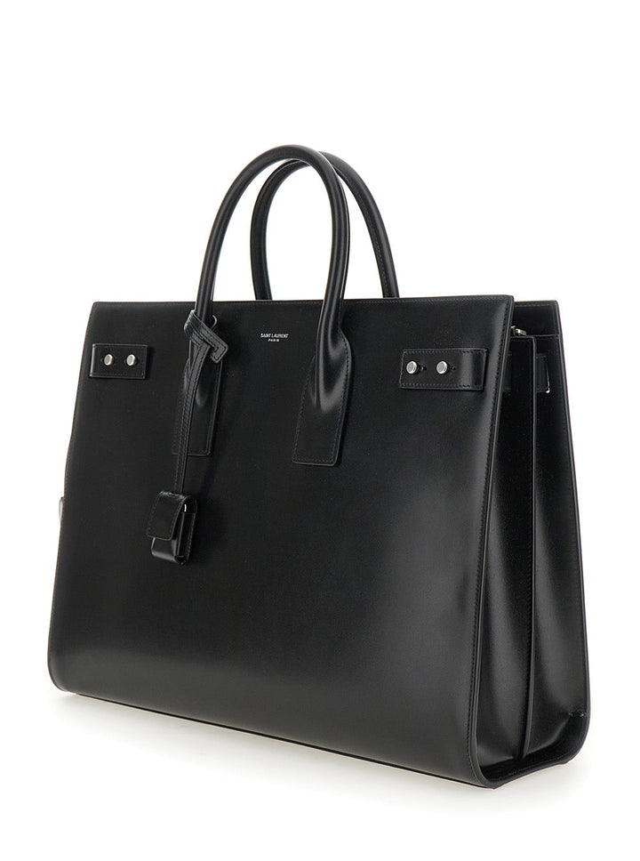 Saint Laurent Men Black Handbag With Adjustable And Removable Shoulder Strap In Leather Man