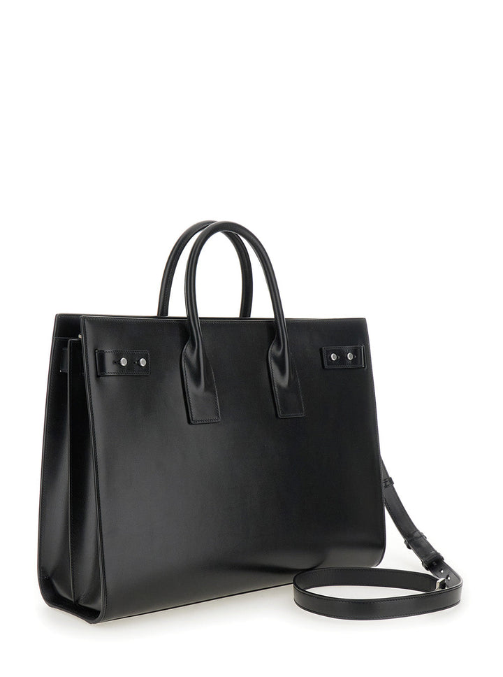 Saint Laurent Men Black Handbag With Adjustable And Removable Shoulder Strap In Leather Man