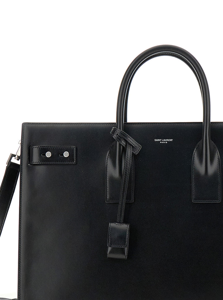 Saint Laurent Men Black Handbag With Adjustable And Removable Shoulder Strap In Leather Man