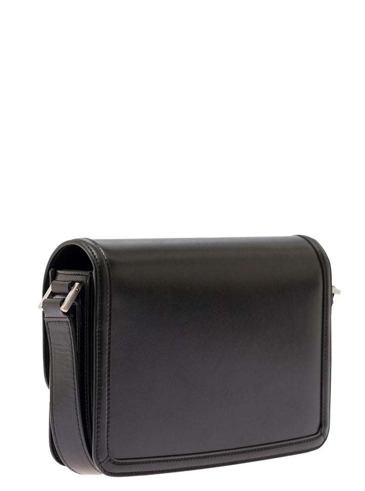 Saint Laurent Men Black Messenger Bag With Cassandre Detail In Smooth Leather Man