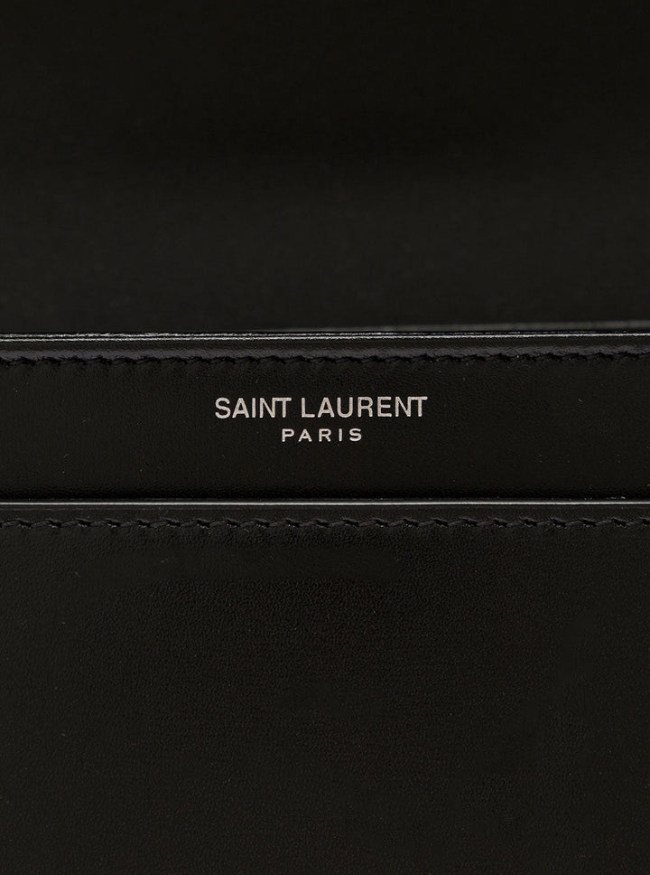 Saint Laurent Men Black Messenger Bag With Cassandre Detail In Smooth Leather Man