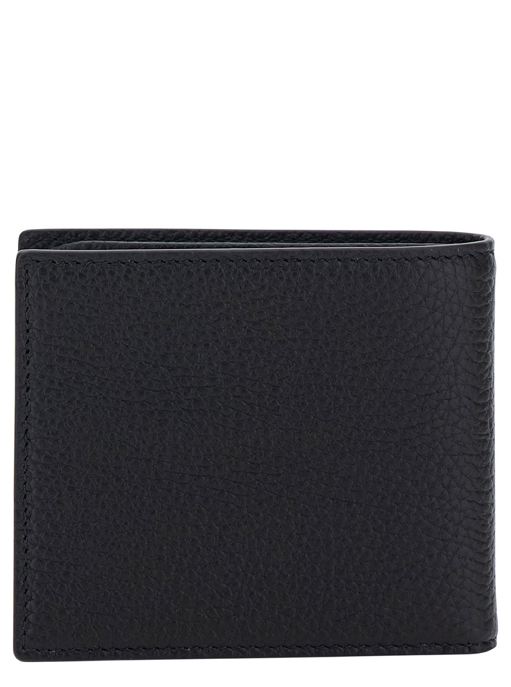 Gucci Men Black Bi-Fold Wallet With Logo Detail In Hammered Leather Man