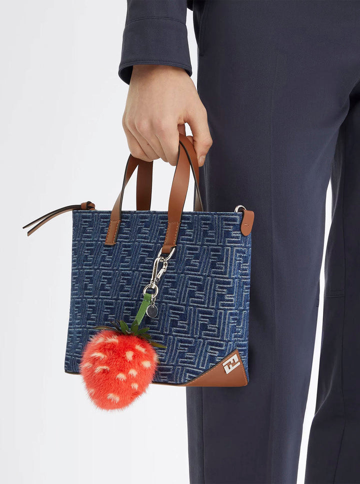 Fendi Men Blue Shopper With Top Handles And All-Over Ff Motif In Cotton Man