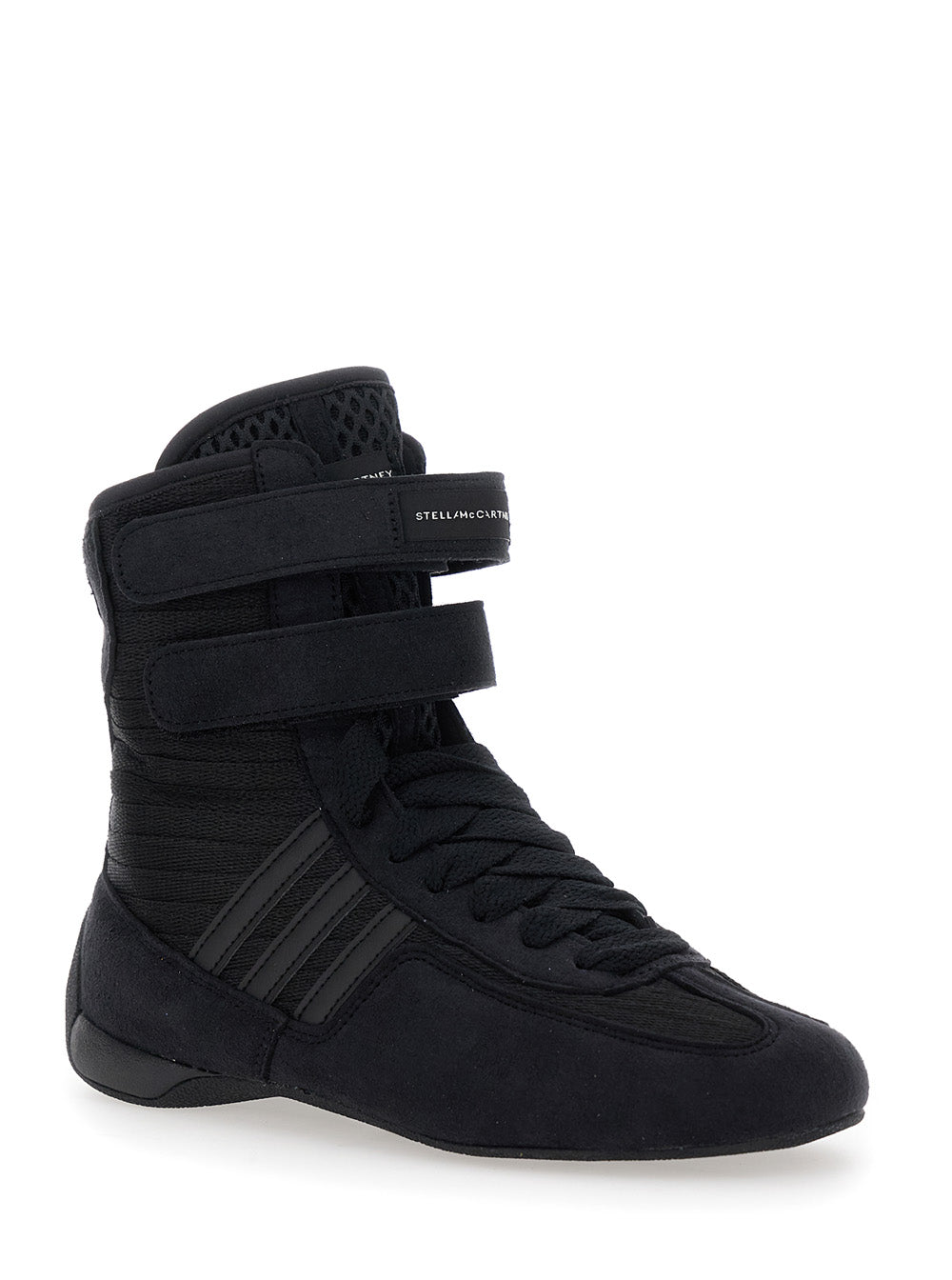 Stella Mccartney Women 'Rasant' Black Sneakers With Strap Closure And Logo Detail On The Side In Tech Fabric Woman