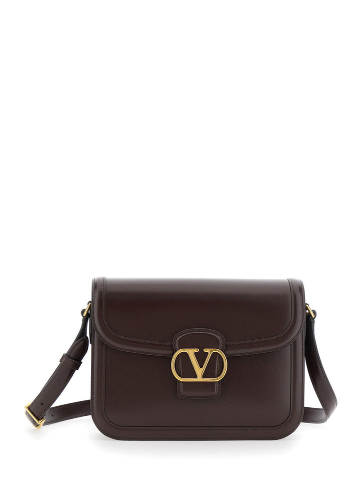 Valentino Garavani Women '9To5' Brown Crossbody Bag With Vlogo Detail On The Front And Adjustable Shoulder Strap In Leather Woman