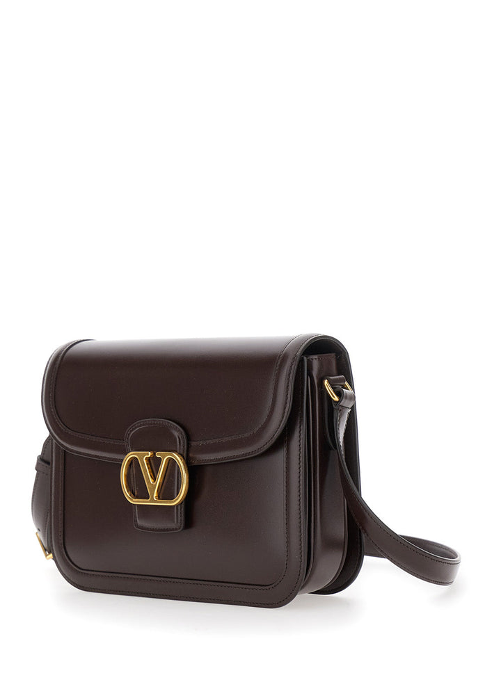 Valentino Garavani Women '9To5' Brown Crossbody Bag With Vlogo Detail On The Front And Adjustable Shoulder Strap In Leather Woman