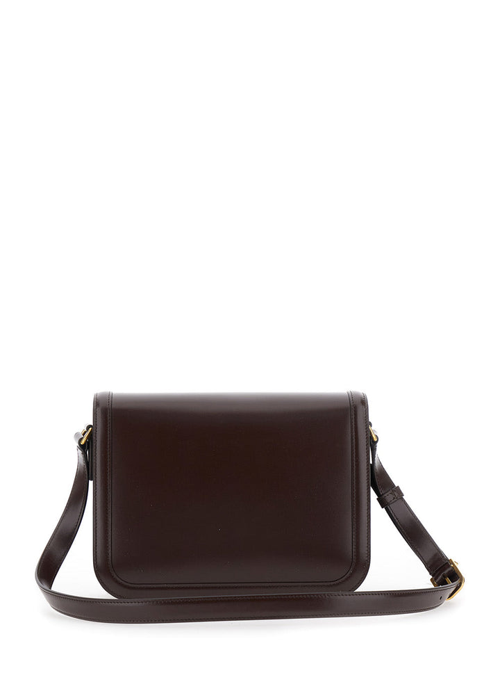 Valentino Garavani Women '9To5' Brown Crossbody Bag With Vlogo Detail On The Front And Adjustable Shoulder Strap In Leather Woman