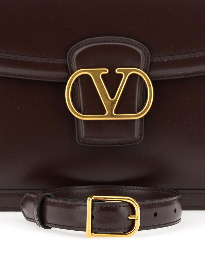 Valentino Garavani Women '9To5' Brown Crossbody Bag With Vlogo Detail On The Front And Adjustable Shoulder Strap In Leather Woman