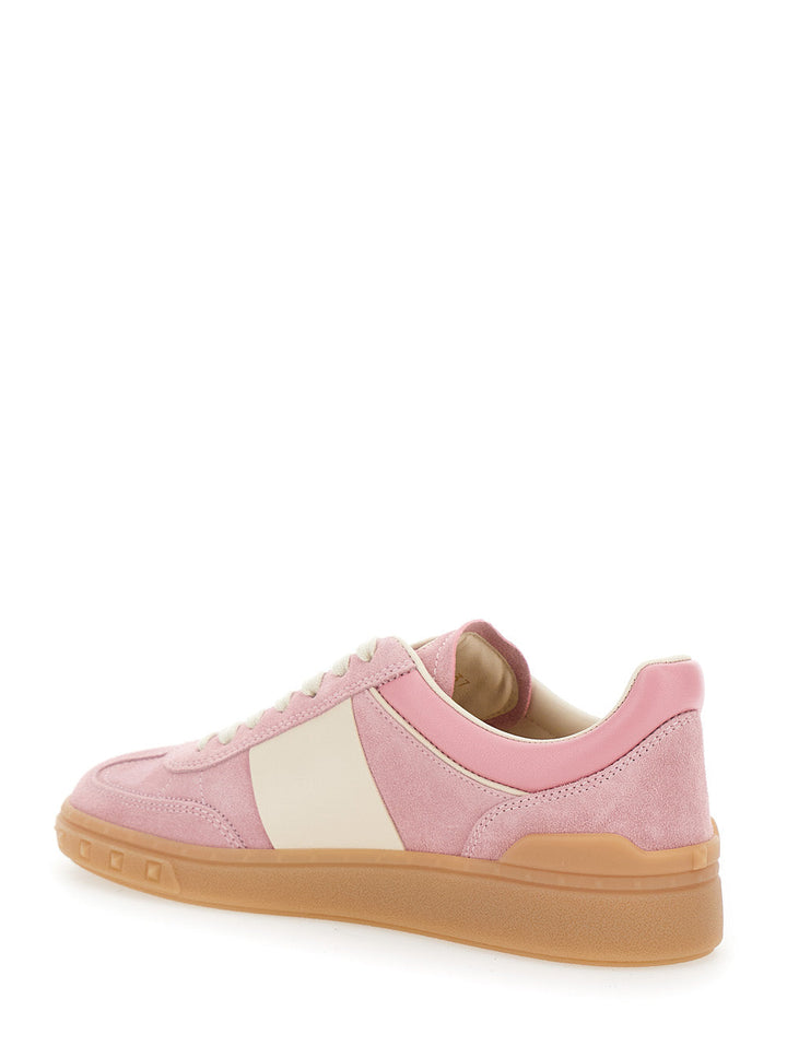 Valentino Garavani Women 'Upvillage' Pink Low Top Sneakers With Logo Patch On The Tongue And Rockstud Embellishments On The Sole In Leather Woman