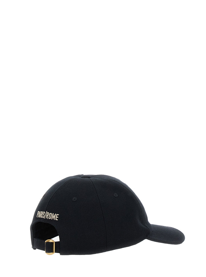 Valentino Garavani Men Black Baseball Cap With Logo Lettering On The Front In Cotton Man