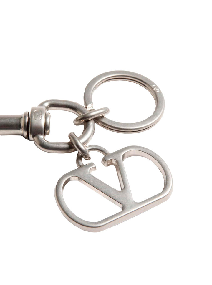 Valentino Garavani Men Metallic Keyring With Vlogo Charm In Brass Man