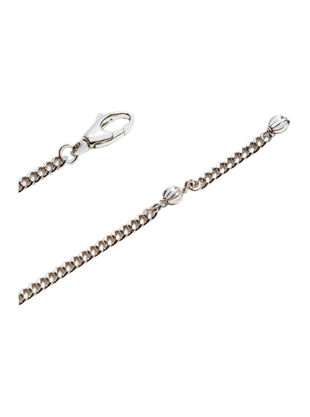 Silver chain bracelet on a white background