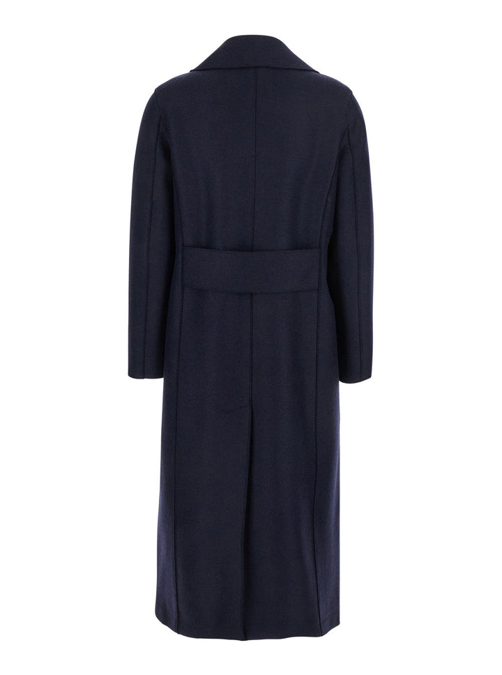 Harris Wharf London Women Blue Double-Breasted  Coat With Wide Notched Revers In Wool Woman
