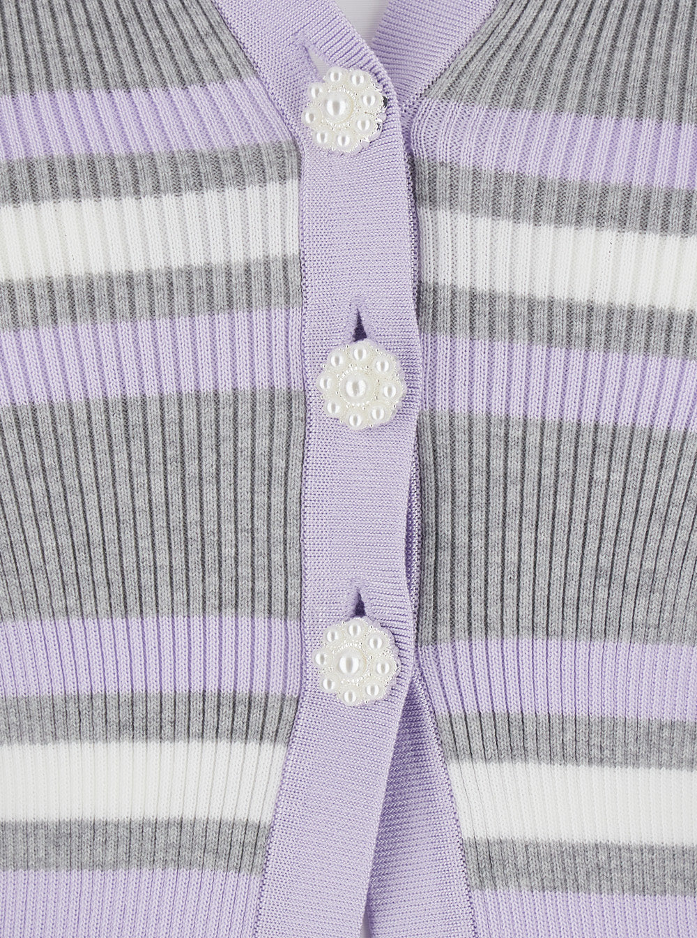 Self-Portrait Women Grey Cardigan With Spread Collar And All-Over Striped Motif In Viscose Blend Woman