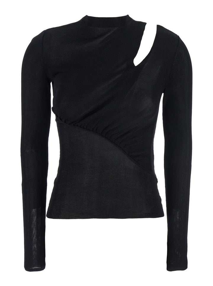 Self-Portrait Women Black Long-Sleeve With Cut-Out Detail In Viscose Woman
