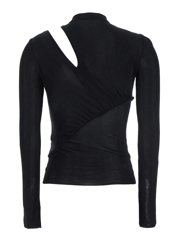 Self-Portrait Women Black Long-Sleeve With Cut-Out Detail In Viscose Woman